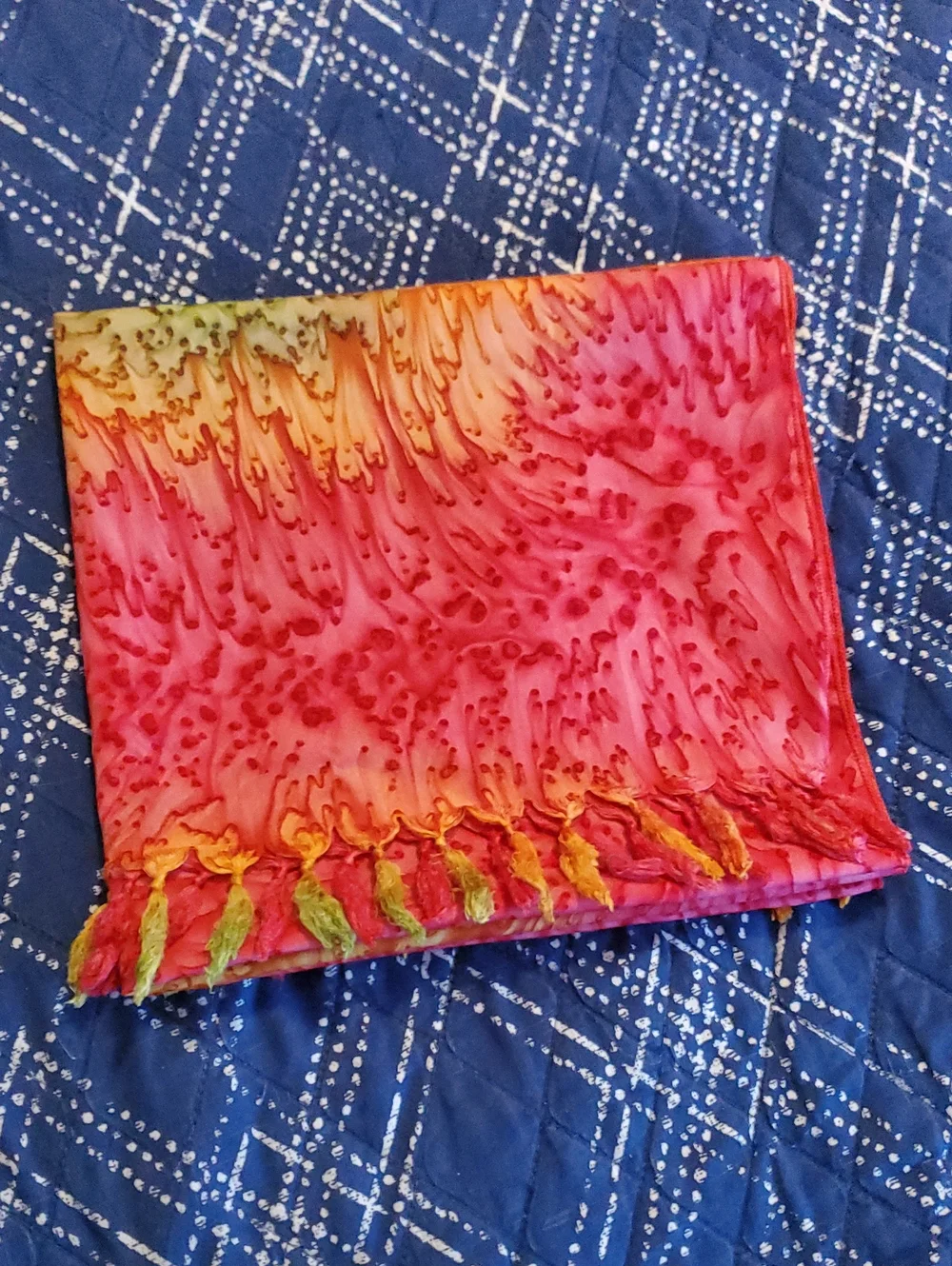 Colorful Pink, Yellow & Green Tie-Dye Pareo Scarf